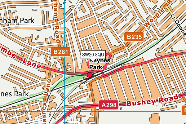 SW20 8QU map - OS VectorMap District (Ordnance Survey) SW20 8QU map - OS VectorMap District (Ordnance Survey)