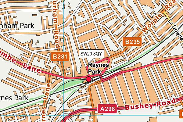 SW20 8QY map - OS VectorMap District (Ordnance Survey) SW20 8QY map - OS VectorMap District (Ordnance Survey)
