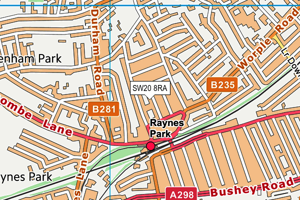 SW20 8RA map - OS VectorMap District (Ordnance Survey) SW20 8RA map - OS VectorMap District (Ordnance Survey)