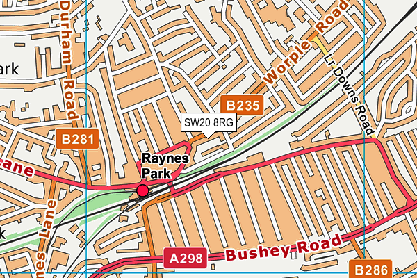 SW20 8RG map - OS VectorMap District (Ordnance Survey) SW20 8RG map - OS VectorMap District (Ordnance Survey)