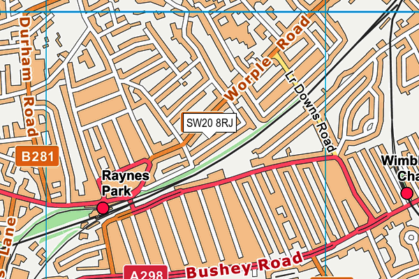 SW20 8RJ map - OS VectorMap District (Ordnance Survey) SW20 8RJ map - OS VectorMap District (Ordnance Survey)