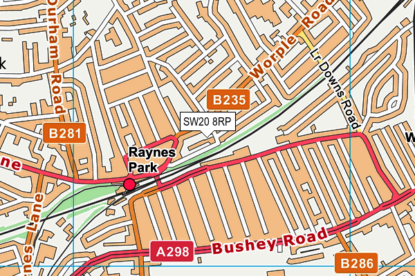 SW20 8RP map - OS VectorMap District (Ordnance Survey)