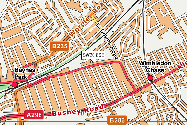 SW20 8SE map - OS VectorMap District (Ordnance Survey) SW20 8SE map - OS VectorMap District (Ordnance Survey)