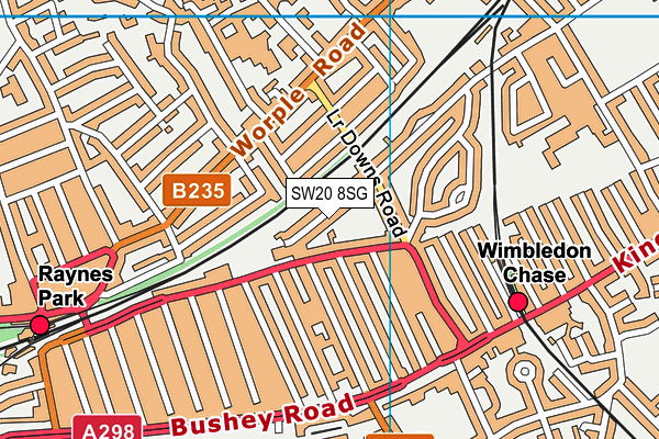 SW20 8SG map - OS VectorMap District (Ordnance Survey) SW20 8SG map - OS VectorMap District (Ordnance Survey)