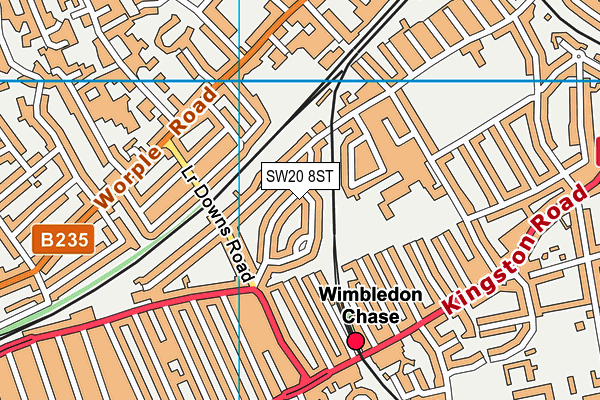 SW20 8ST map - OS VectorMap District (Ordnance Survey) SW20 8ST map - OS VectorMap District (Ordnance Survey)