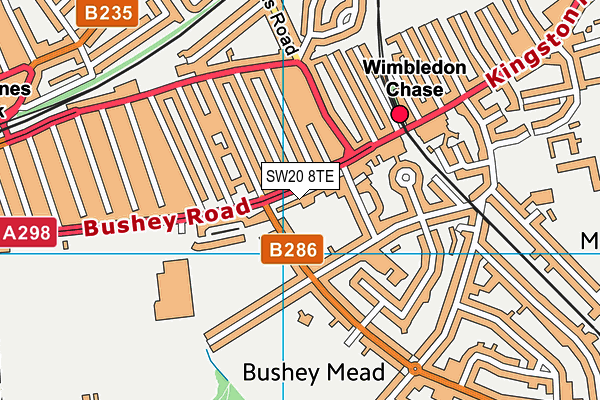 SW20 8TE map - OS VectorMap District (Ordnance Survey) SW20 8TE map - OS VectorMap District (Ordnance Survey)