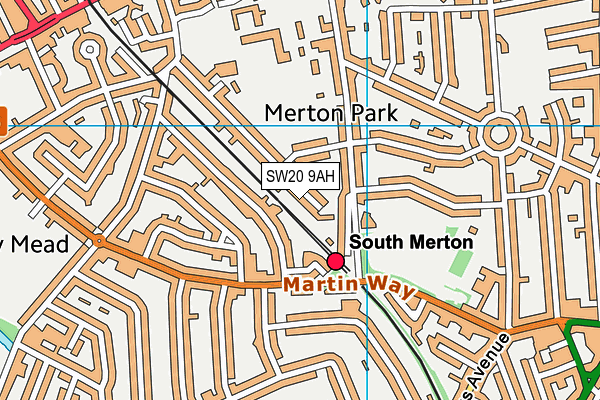 SW20 9AH map - OS VectorMap District (Ordnance Survey) SW20 9AH map - OS VectorMap District (Ordnance Survey)