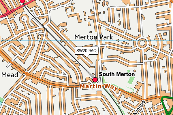 SW20 9AQ map - OS VectorMap District (Ordnance Survey) SW20 9AQ map - OS VectorMap District (Ordnance Survey)