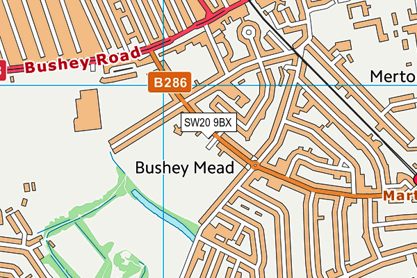 SW20 9BX map - OS VectorMap District (Ordnance Survey) SW20 9BX map - OS VectorMap District (Ordnance Survey)