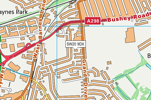 SW20 9DX map - OS VectorMap District (Ordnance Survey) SW20 9DX map - OS VectorMap District (Ordnance Survey)