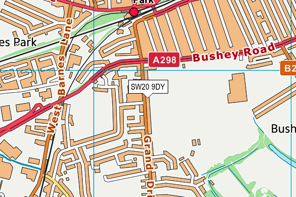 SW20 9DY map - OS VectorMap District (Ordnance Survey)