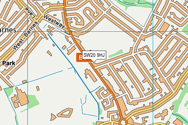 SW20 9HJ map - OS VectorMap District (Ordnance Survey) SW20 9HJ map - OS VectorMap District (Ordnance Survey)