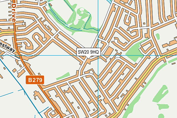 SW20 9HQ map - OS VectorMap District (Ordnance Survey) SW20 9HQ map - OS VectorMap District (Ordnance Survey)