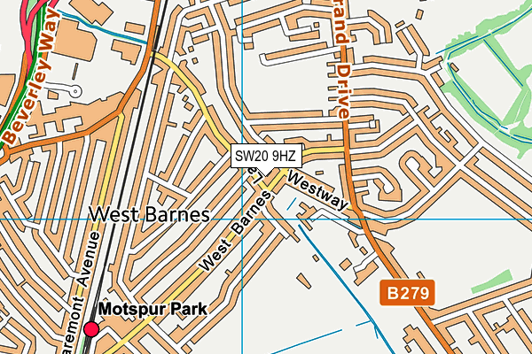 SW20 9HZ map - OS VectorMap District (Ordnance Survey) SW20 9HZ map - OS VectorMap District (Ordnance Survey)