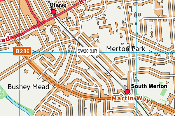 SW20 9JR map - OS VectorMap District (Ordnance Survey) SW20 9JR map - OS VectorMap District (Ordnance Survey)