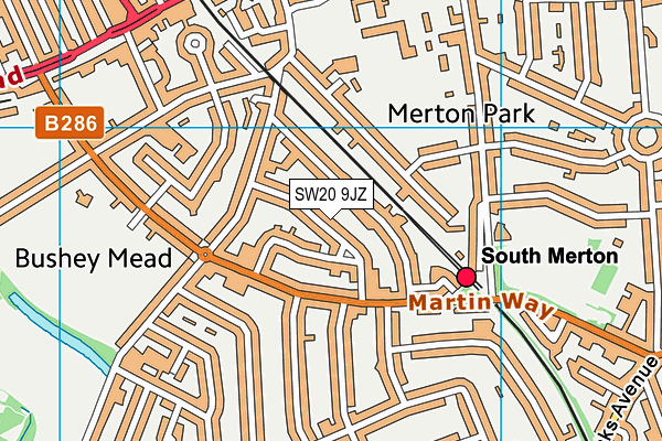SW20 9JZ map - OS VectorMap District (Ordnance Survey)