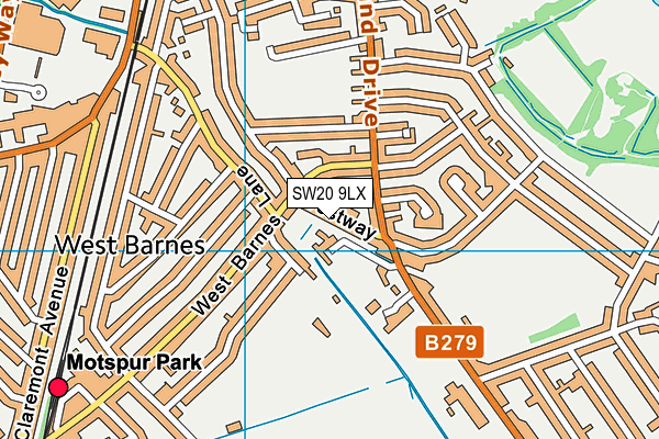SW20 9LX map - OS VectorMap District (Ordnance Survey) SW20 9LX map - OS VectorMap District (Ordnance Survey)