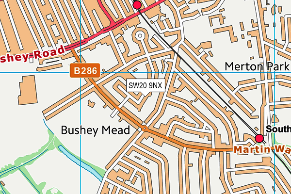 SW20 9NX map - OS VectorMap District (Ordnance Survey) SW20 9NX map - OS VectorMap District (Ordnance Survey)