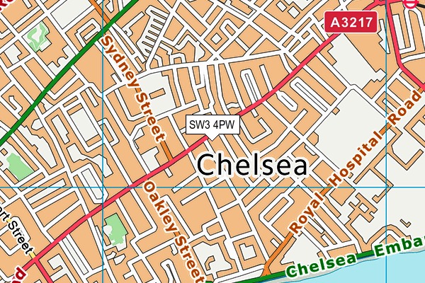 SW3 4PW map - OS VectorMap District (Ordnance Survey) SW3 4PW map - OS VectorMap District (Ordnance Survey)