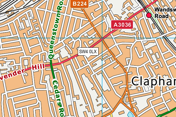SW4 0LX map - OS VectorMap District (Ordnance Survey) SW4 0LX map - OS VectorMap District (Ordnance Survey)