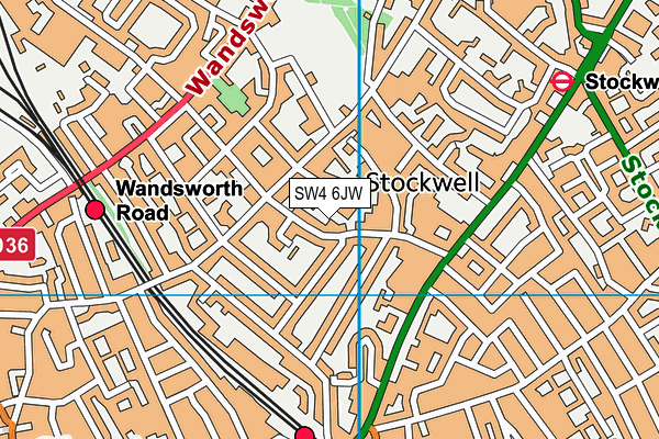 SW4 6JW map - OS VectorMap District (Ordnance Survey) SW4 6JW map - OS VectorMap District (Ordnance Survey)