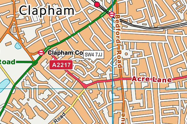 SW4 7JJ map - OS VectorMap District (Ordnance Survey) SW4 7JJ map - OS VectorMap District (Ordnance Survey)