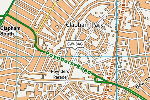 SW4 8AG map - OS VectorMap District (Ordnance Survey)