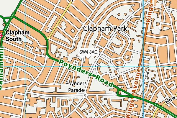 SW4 8AQ map - OS VectorMap District (Ordnance Survey)