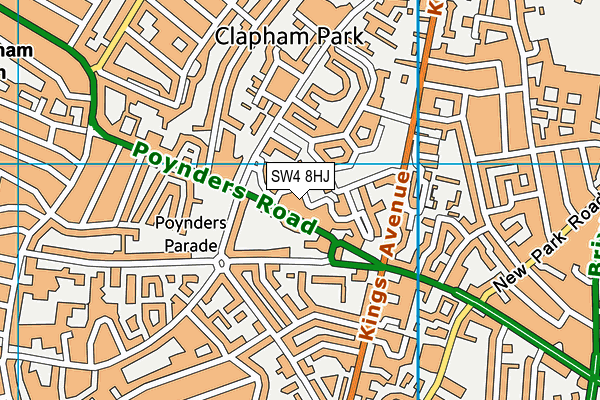 SW4 8HJ map - OS VectorMap District (Ordnance Survey)