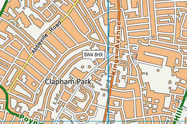 SW4 8HX map - OS VectorMap District (Ordnance Survey) SW4 8HX map - OS VectorMap District (Ordnance Survey)