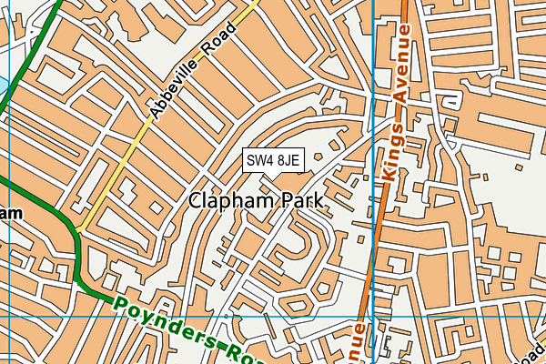 SW4 8JE map - OS VectorMap District (Ordnance Survey) SW4 8JE map - OS VectorMap District (Ordnance Survey)