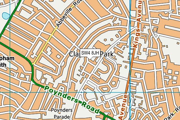 SW4 8JH map - OS VectorMap District (Ordnance Survey) SW4 8JH map - OS VectorMap District (Ordnance Survey)