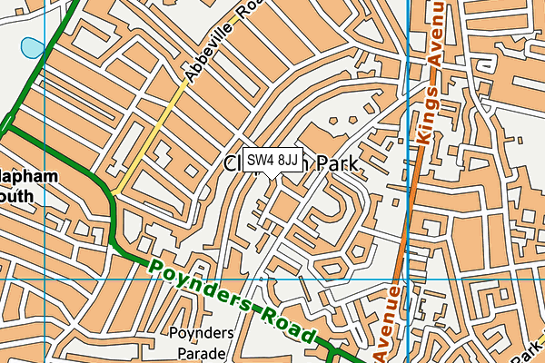 SW4 8JJ map - OS VectorMap District (Ordnance Survey)