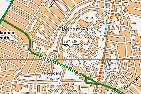 SW4 8JR map - OS VectorMap District (Ordnance Survey) SW4 8JR map - OS VectorMap District (Ordnance Survey)