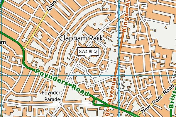 SW4 8LQ map - OS VectorMap District (Ordnance Survey)