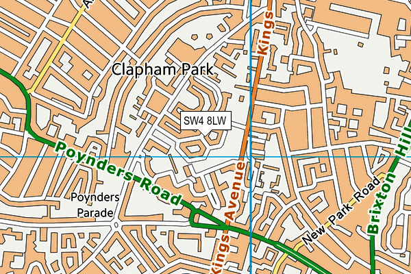 SW4 8LW map - OS VectorMap District (Ordnance Survey) SW4 8LW map - OS VectorMap District (Ordnance Survey)