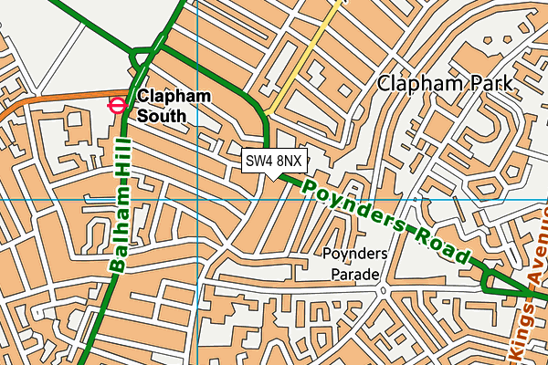 SW4 8NX map - OS VectorMap District (Ordnance Survey) SW4 8NX map - OS VectorMap District (Ordnance Survey)