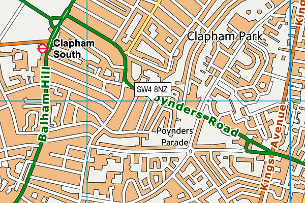 SW4 8NZ map - OS VectorMap District (Ordnance Survey) SW4 8NZ map - OS VectorMap District (Ordnance Survey)
