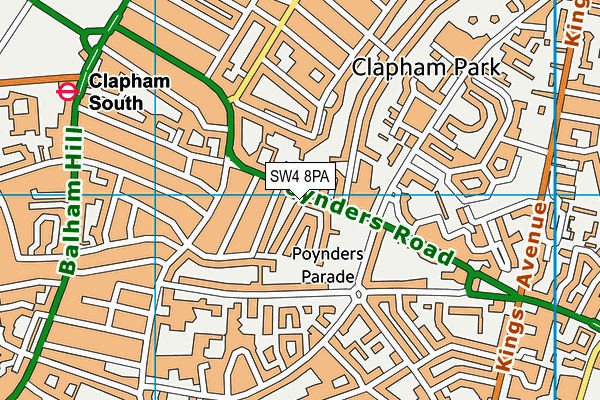 SW4 8PA map - OS VectorMap District (Ordnance Survey) SW4 8PA map - OS VectorMap District (Ordnance Survey)