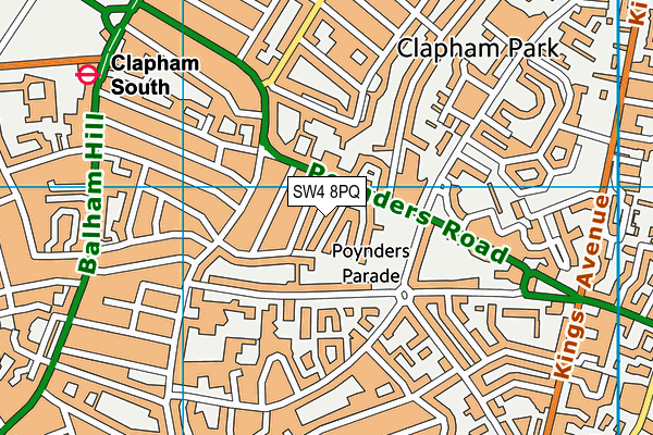 SW4 8PQ map - OS VectorMap District (Ordnance Survey) SW4 8PQ map - OS VectorMap District (Ordnance Survey)
