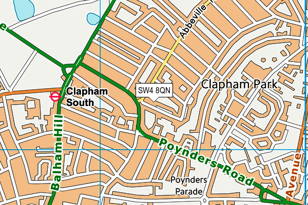 SW4 8QN map - OS VectorMap District (Ordnance Survey)