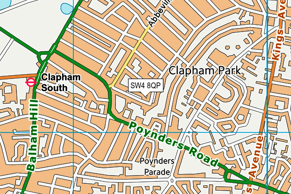 SW4 8QP map - OS VectorMap District (Ordnance Survey) SW4 8QP map - OS VectorMap District (Ordnance Survey)