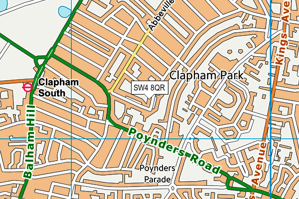 SW4 8QR map - OS VectorMap District (Ordnance Survey) SW4 8QR map - OS VectorMap District (Ordnance Survey)
