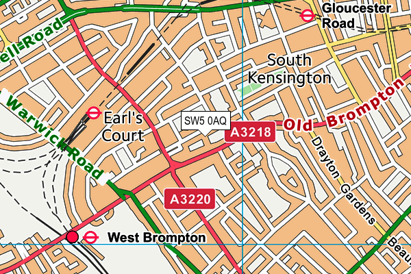 SW5 0AQ map - OS VectorMap District (Ordnance Survey) SW5 0AQ map - OS VectorMap District (Ordnance Survey)