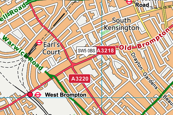 SW5 0BS map - OS VectorMap District (Ordnance Survey) SW5 0BS map - OS VectorMap District (Ordnance Survey)