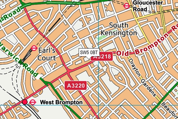 SW5 0BT map - OS VectorMap District (Ordnance Survey) SW5 0BT map - OS VectorMap District (Ordnance Survey)