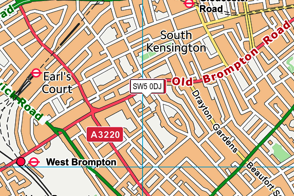 SW5 0DJ map - OS VectorMap District (Ordnance Survey) SW5 0DJ map - OS VectorMap District (Ordnance Survey)
