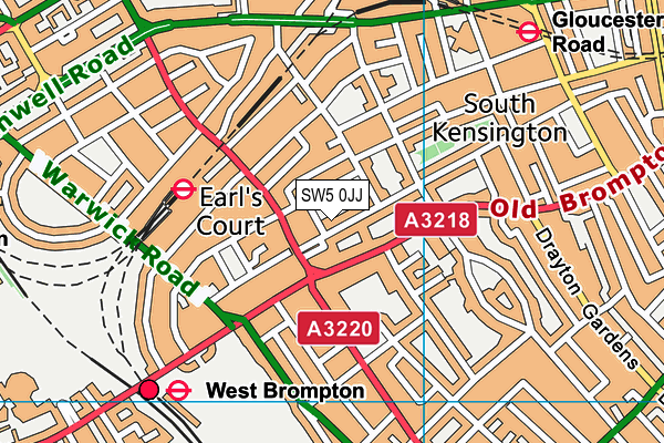 SW5 0JJ map - OS VectorMap District (Ordnance Survey) SW5 0JJ map - OS VectorMap District (Ordnance Survey)