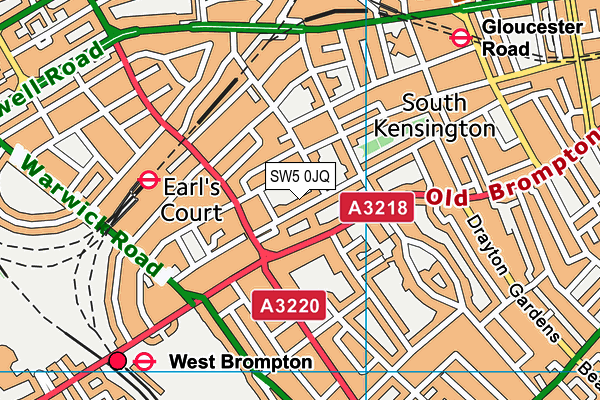SW5 0JQ map - OS VectorMap District (Ordnance Survey) SW5 0JQ map - OS VectorMap District (Ordnance Survey)