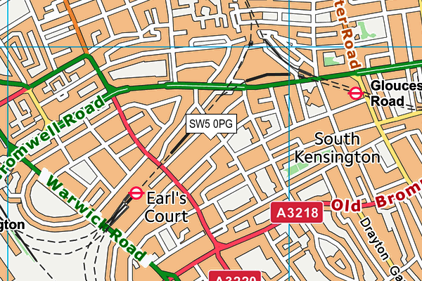 SW5 0PG map - OS VectorMap District (Ordnance Survey) SW5 0PG map - OS VectorMap District (Ordnance Survey)